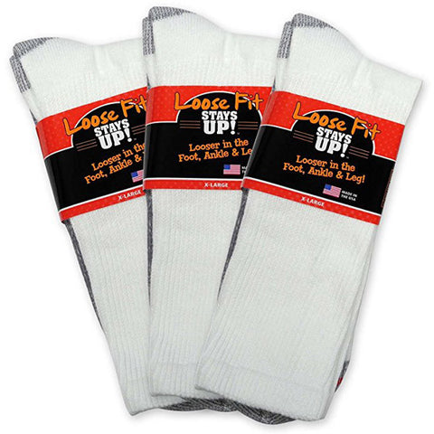 Extra Wide Loose Fit Athletic Crew Socks